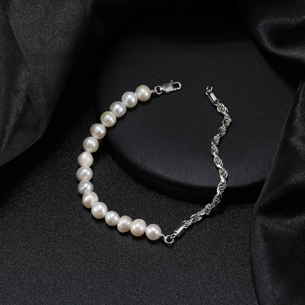 Simple Style Solid Color Freshwater Pearl Sterling Silver 14K Gold Plated Bracelets In Bulk display picture 2