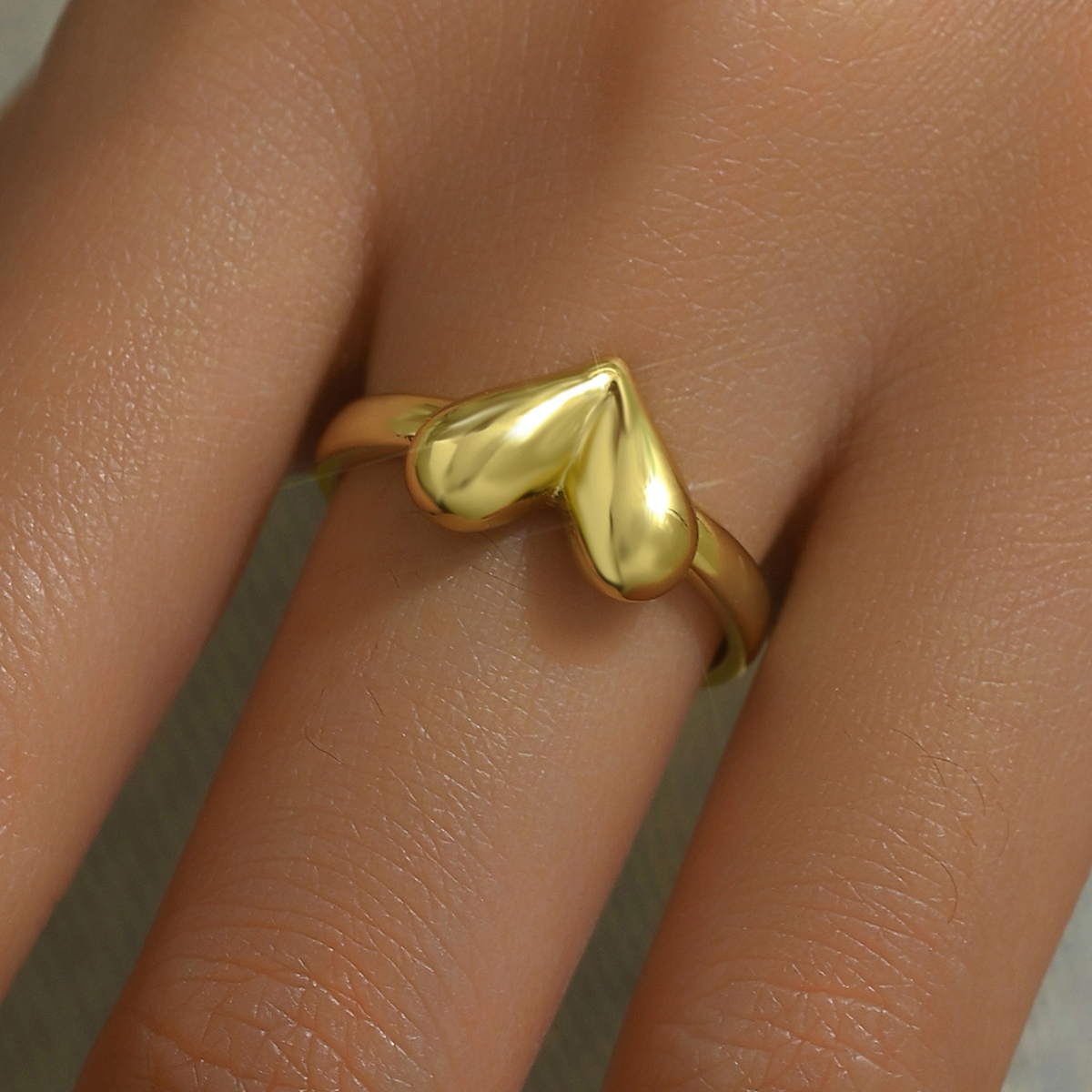 Wholesale Vintage Style Pastoral Simple Style Heart Shape Solid Color Copper 18K Gold Plated Open Rings display picture 7