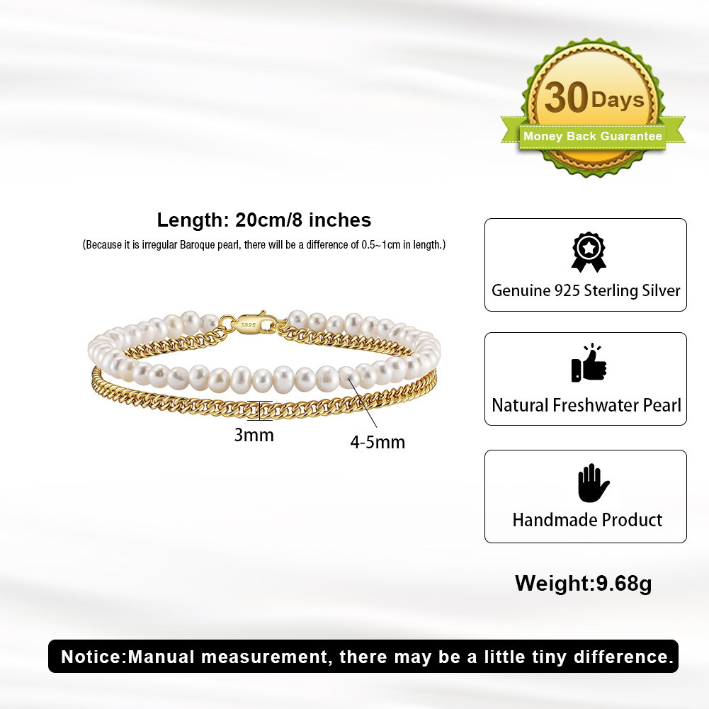 Sterling Silber 14 Karat Vergoldet Einfacher Stil Einfarbig Perle Armbänder display picture 6