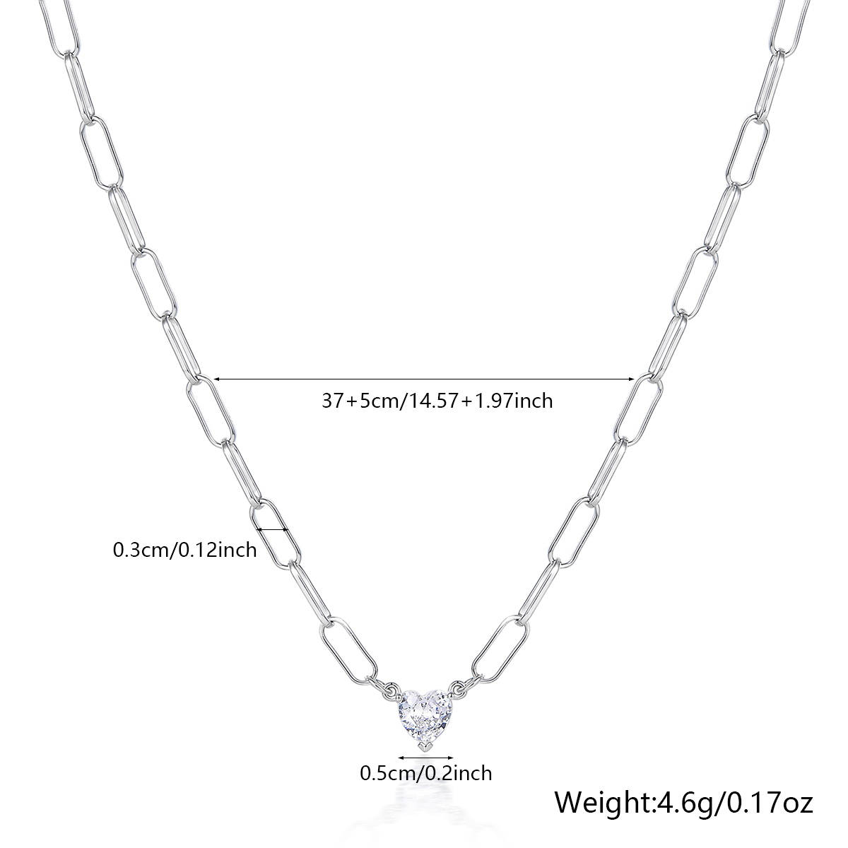 Sterling Silber Weißgold Plattiert Einfacher Stil Pentagramm Quadrat Herzform Überzug Inlay Zirkon Halskette Mit Anhänger display picture 3