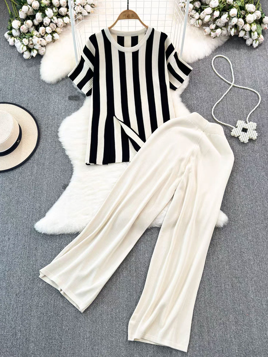 Daily Street Women's Casual Stripe Polyester Pants Sets Pants Sets display picture 1
