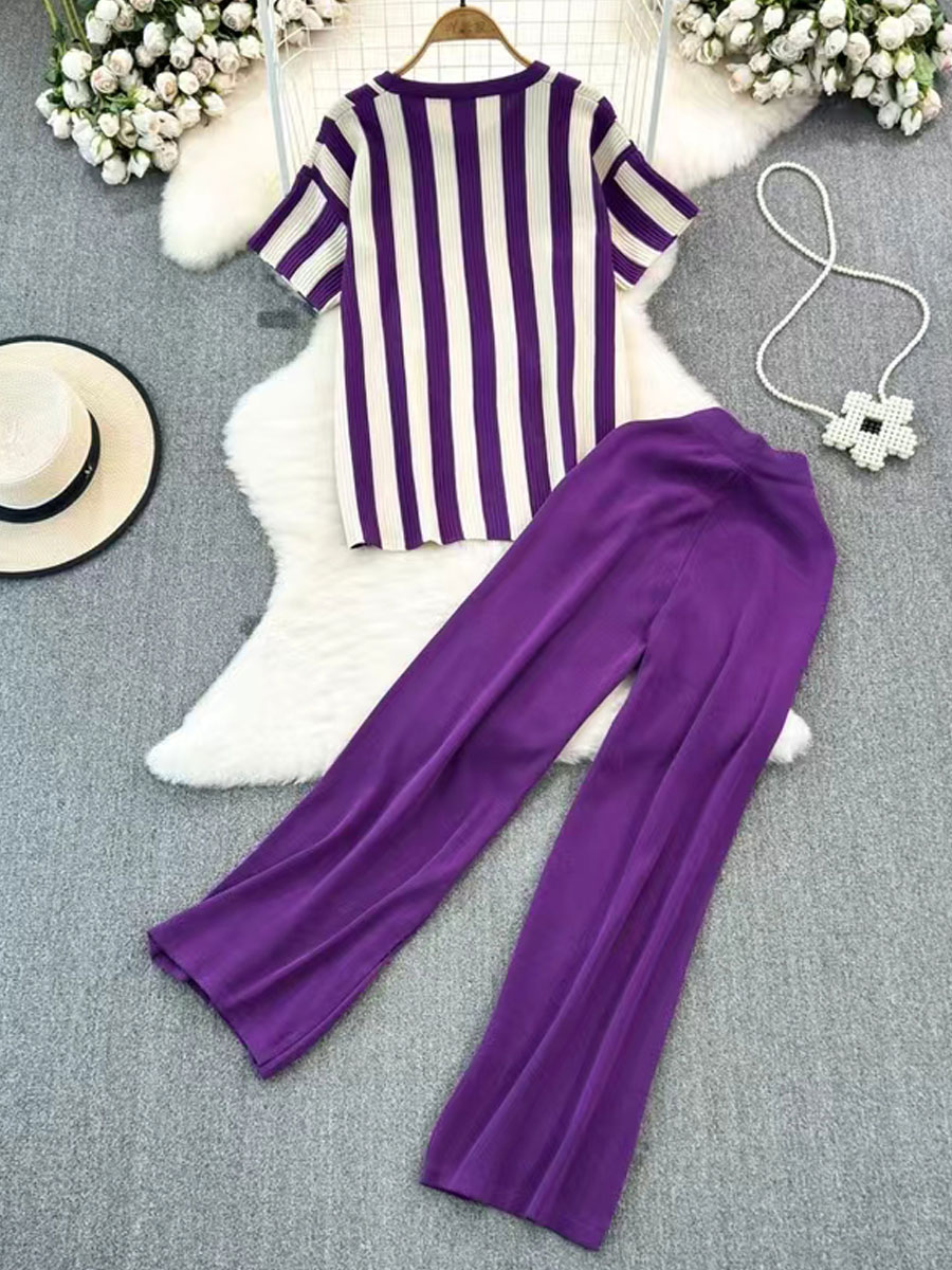 Daily Street Women's Casual Stripe Polyester Pants Sets Pants Sets display picture 6