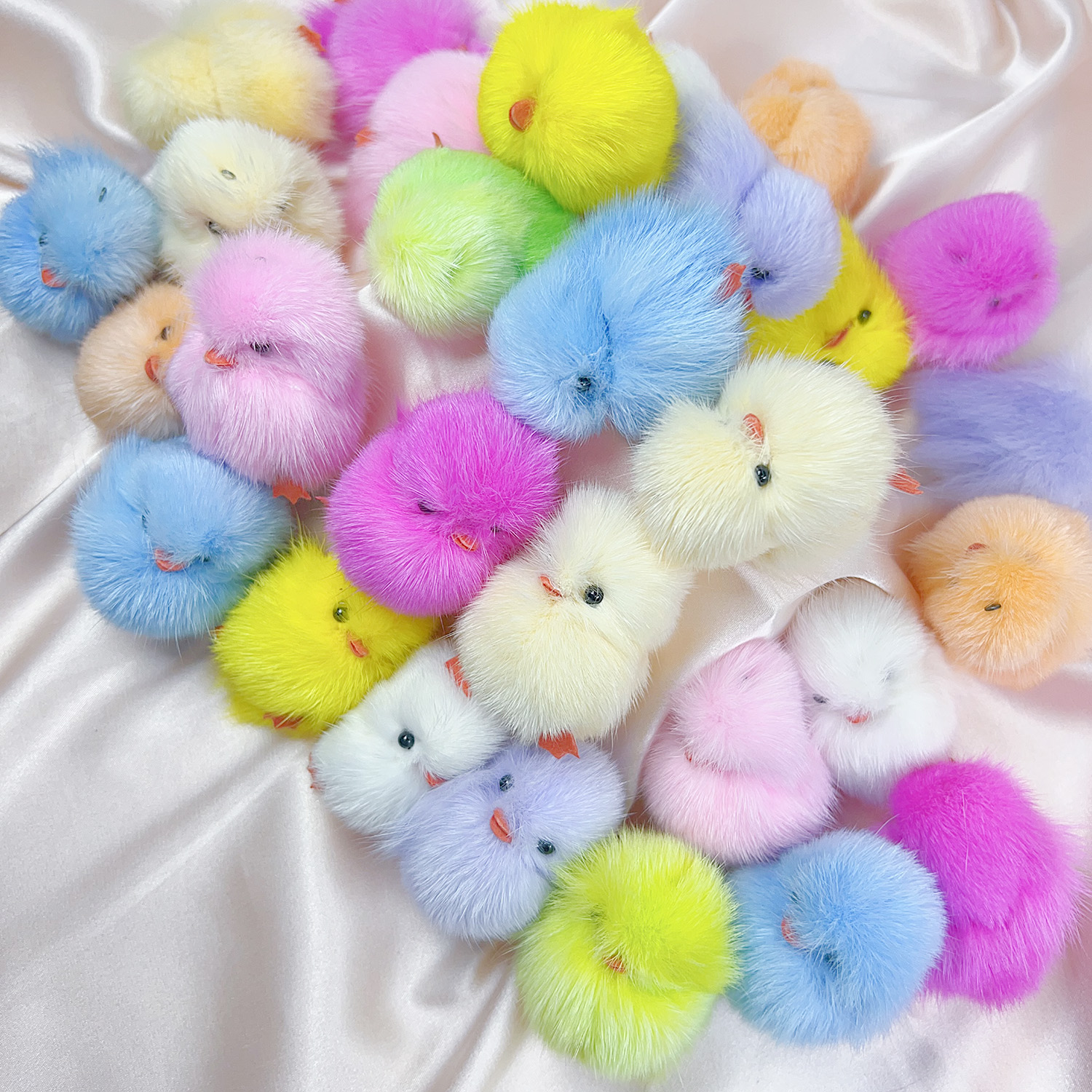 4 Pieces Faux Fur Pu Leather Plush Chick Solid Color Pendant display picture 2