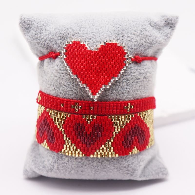 IG Style Heart Shape Glass Knitting Women's Bracelets display picture 1