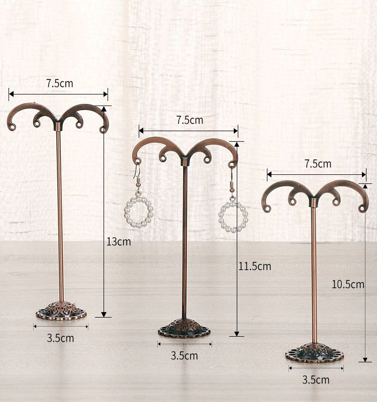 New Fashion Simple  Iron Art Metal Earring Holder Three-piece Counter Hanging Ear Line Shelf Earring Storage Display Shelf Wholesale display picture 3