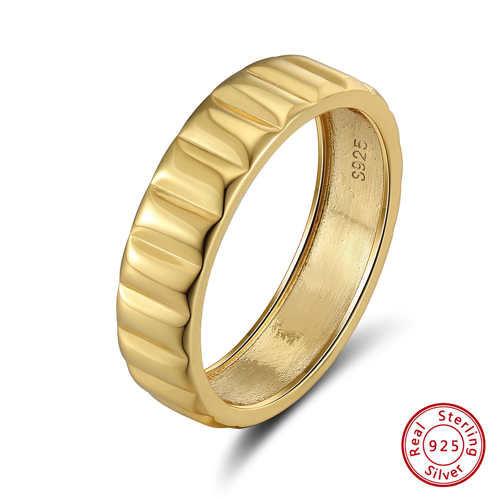Sterling Silver 18K Gold Plated IG Style Simple Style Solid Color Polishing Rings display picture 3