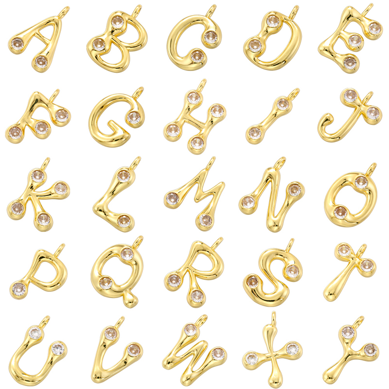 1 Piece 18*22.5mm Copper Zircon 18K Gold Plated Letter Polished Pendant display picture 1