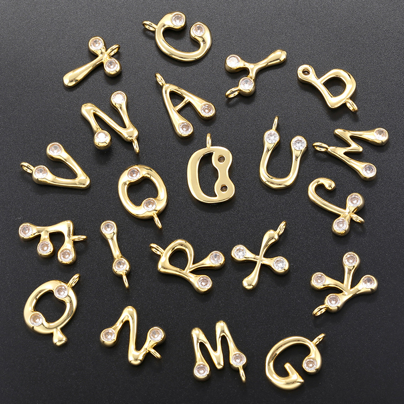 1 Piece 18*22.5mm Copper Zircon 18K Gold Plated Letter Polished Pendant display picture 3