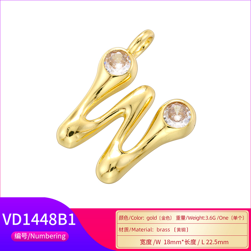 1 Piece 18*22.5mm Copper Zircon 18K Gold Plated Letter Polished Pendant display picture 52