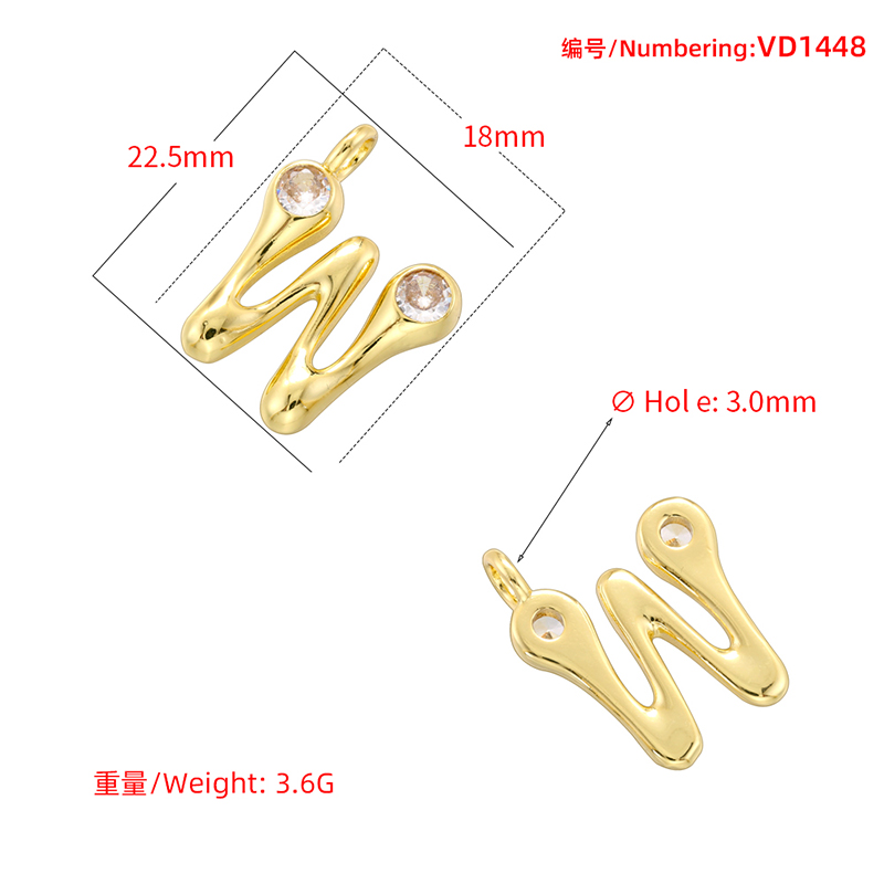 1 Piece 18*22.5mm Copper Zircon 18K Gold Plated Letter Polished Pendant display picture 57