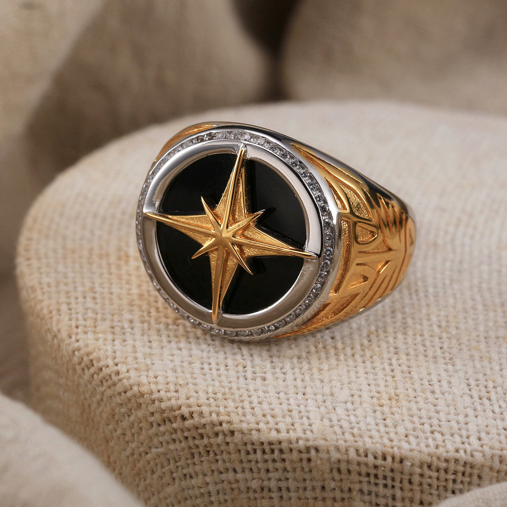 Hip-Hop Simple Style Star Sterling Silver Polishing Plating Inlay Zircon Men's Rings display picture 2