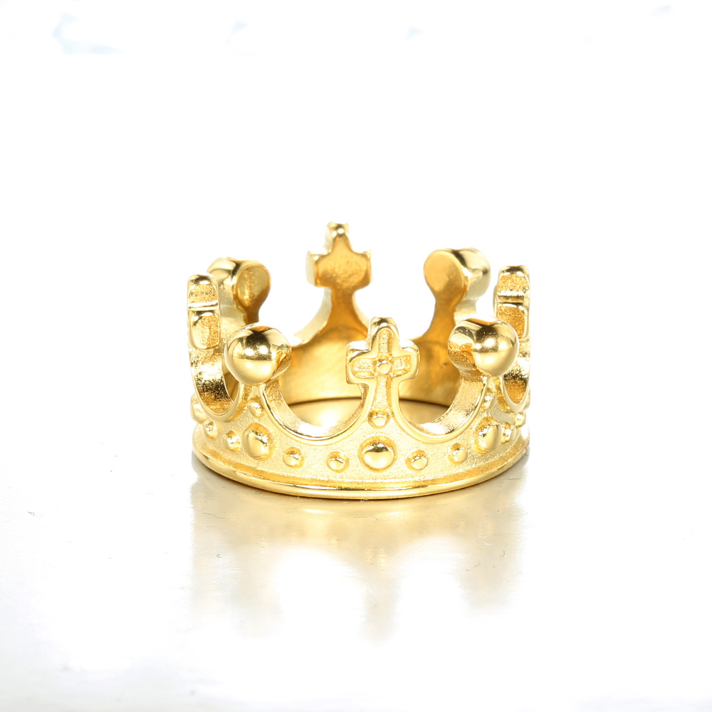 Stainless Steel 18K Gold Plated Hip-Hop Retro Crown None Rings display picture 1