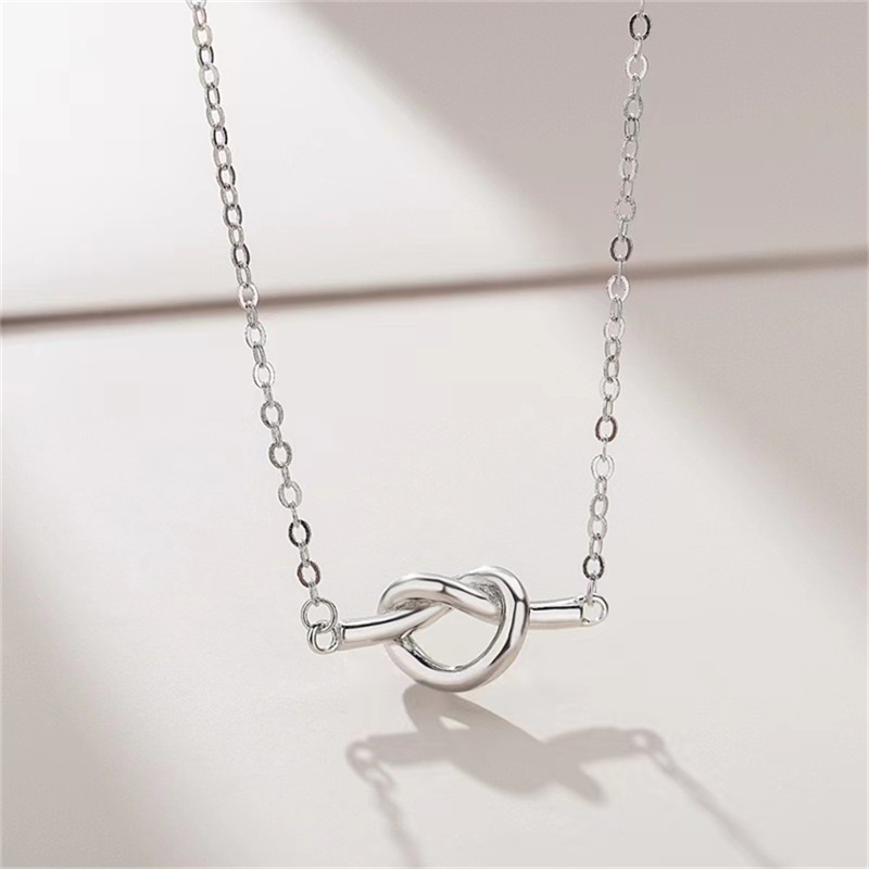 Wholesale Sweet Simple Style Heart Shape Knot 201 Stainless Steel Plating Inlay White Gold Plated Zircon Necklace display picture 2