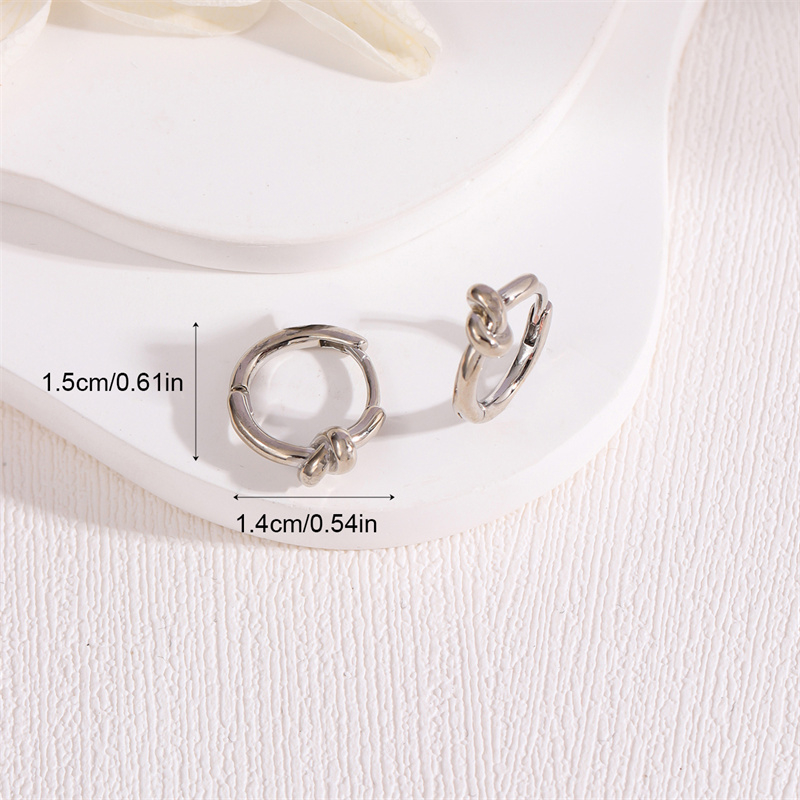 1 Pair Simple Style Knot Brass Rhodium Plated Earrings display picture 3