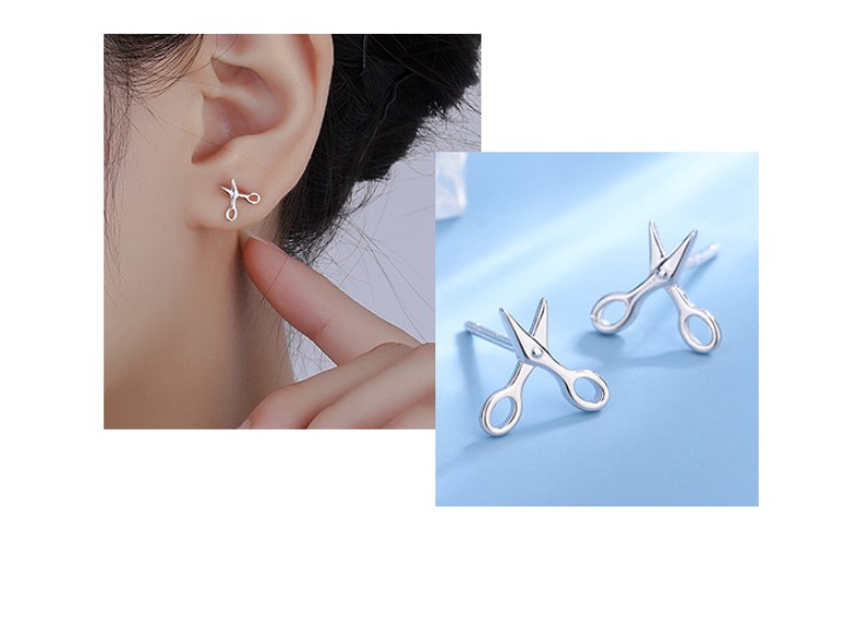 1 Pair Casual Scissors Bow Knot Plating Sterling Silver Ear Studs display picture 2