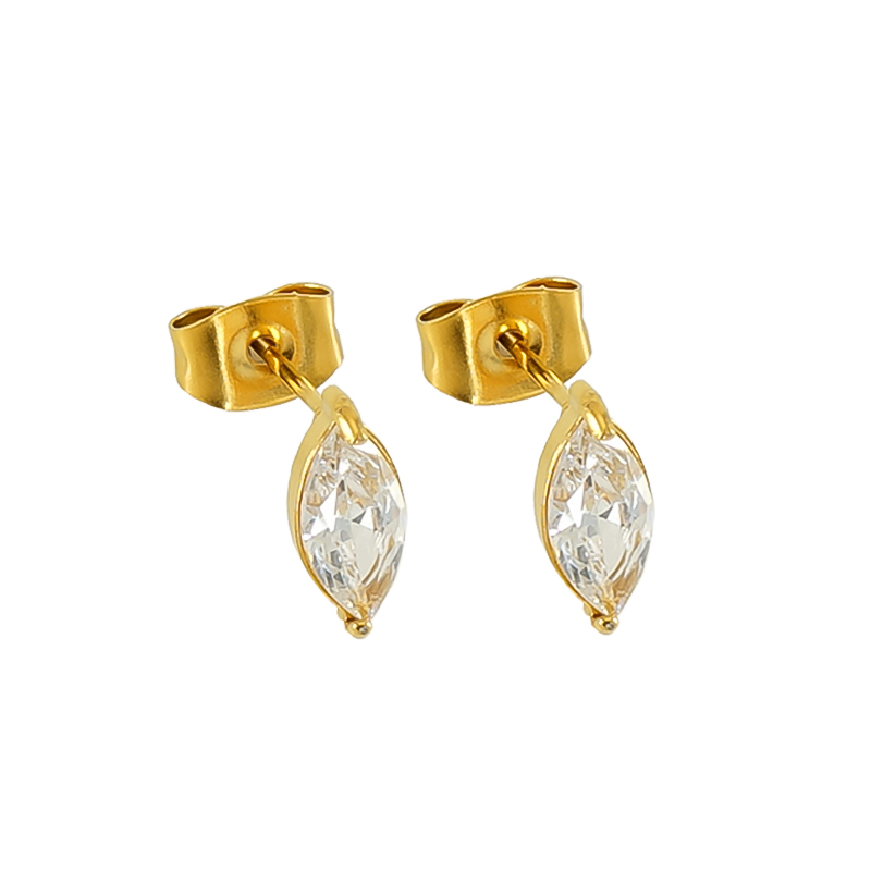 1 Pair Queen Shiny Heart Shape Crown Inlay 304 Stainless Steel Zircon 18K Gold Plated Ear Studs display picture 13