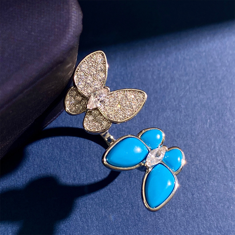Copper Commute Butterfly Inlay Zircon Bracelets Earrings Necklace display picture 9