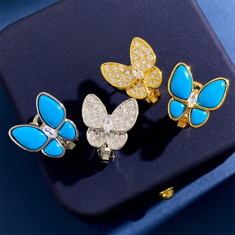 Copper Commute Butterfly Inlay Zircon Bracelets Earrings Necklace display picture 7