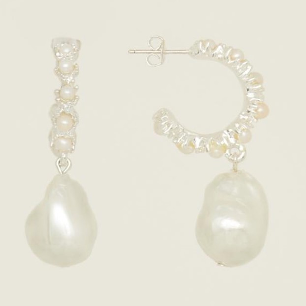 1 Paire Style Simple Géométrique Placage Perle D'Imitation Le Cuivre Boucles D'oreilles display picture 1