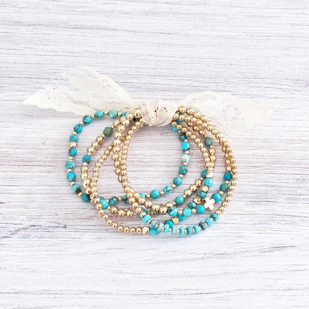 IG Style Handmade Simple Style Round Beaded Turquoise Copper Bracelets In Bulk display picture 8