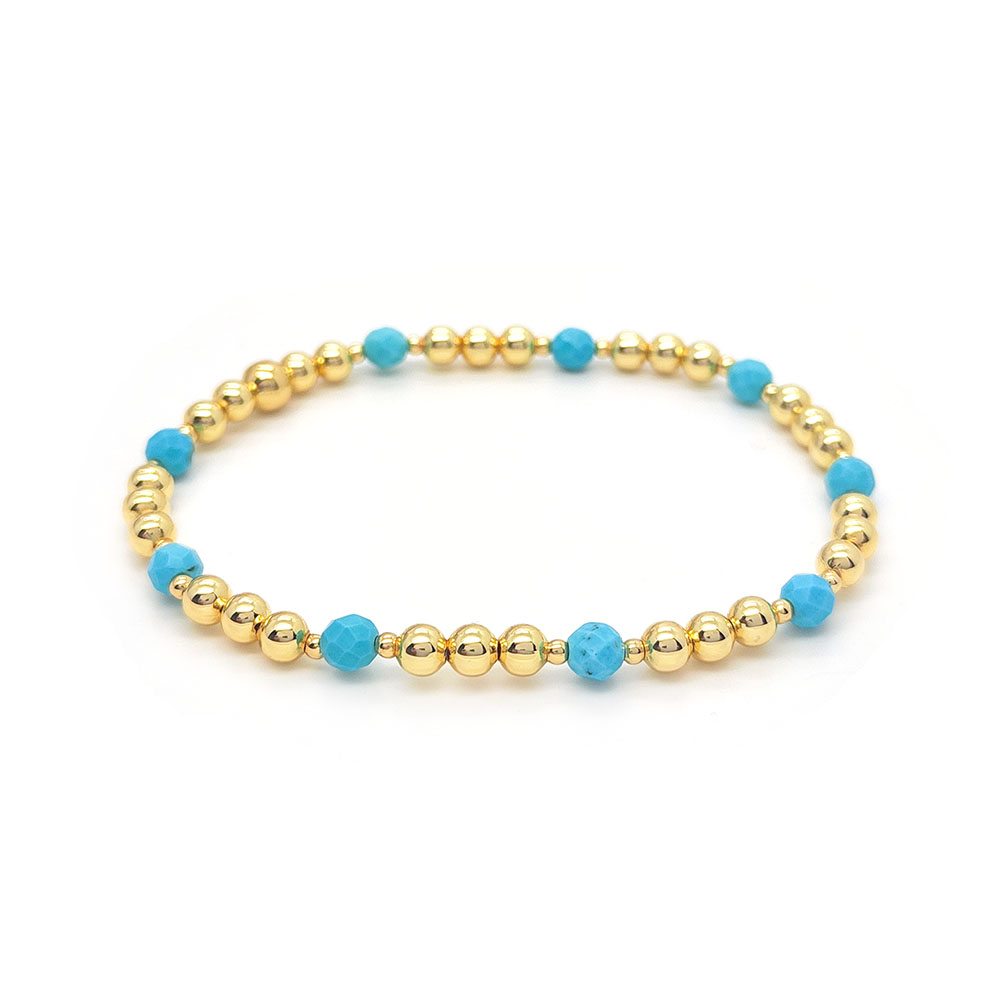 IG Style Handmade Simple Style Round Beaded Turquoise Copper Bracelets In Bulk display picture 4
