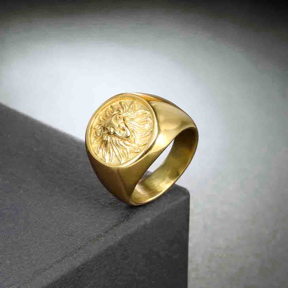 Hip-Hop Lion Stainless Steel Plating None 18K Gold Plated Men's Rings display picture 3