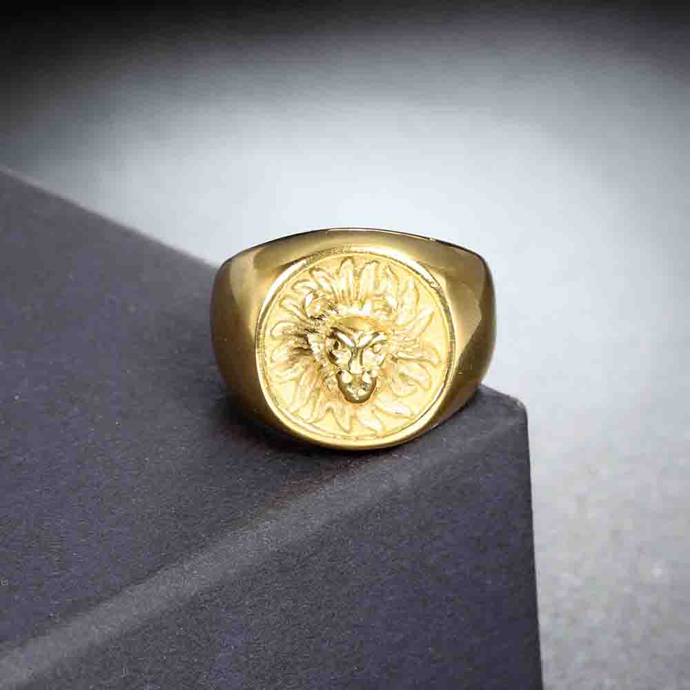 Hip-Hop Lion Stainless Steel Plating None 18K Gold Plated Men's Rings display picture 7
