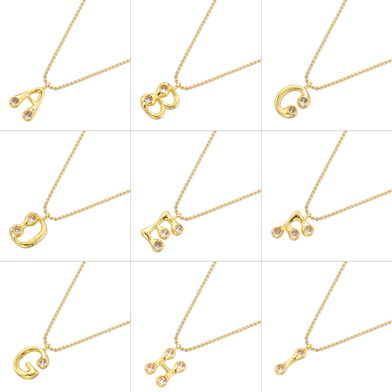 Brass 18K Gold Plated IG Style Casual Elegant Letter Inlay Zircon Pendant Necklace display picture 1
