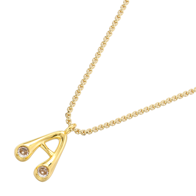 Brass 18K Gold Plated IG Style Casual Elegant Letter Inlay Zircon Pendant Necklace display picture 30