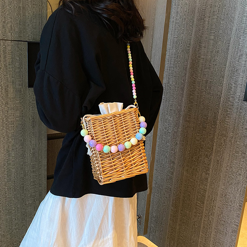 Women's Straw Color Block Classic Style String Shoulder Bag display picture 8