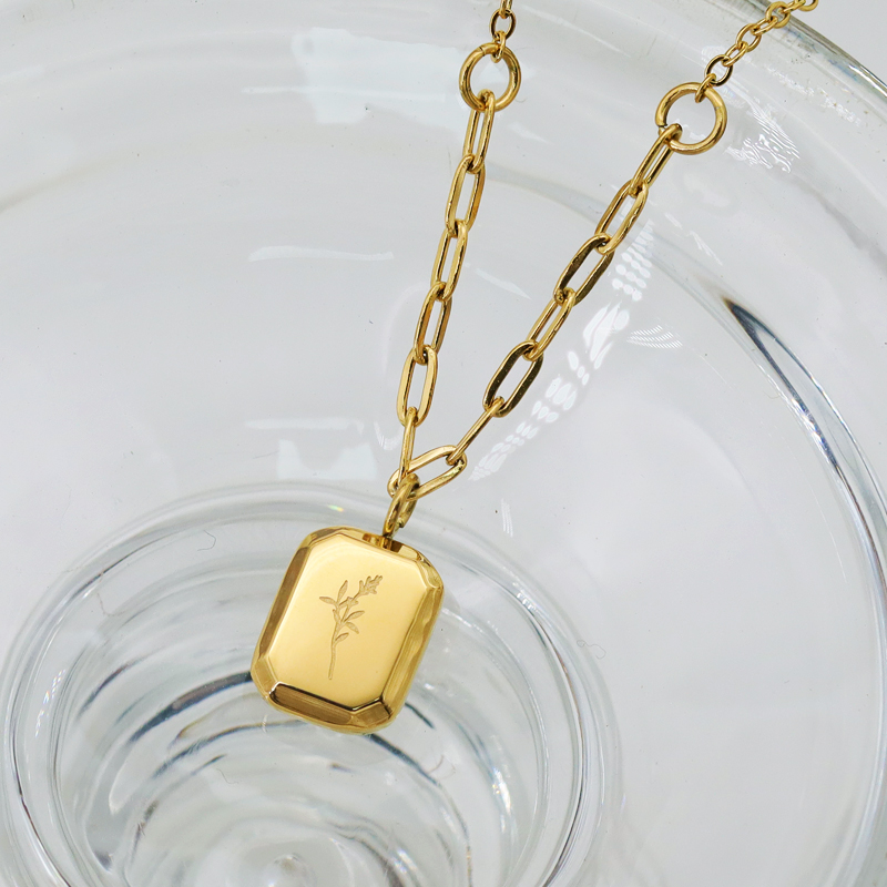 Edelstahl 304 18 Karat Vergoldet Französische Art Einfacher Stil Brief Anlage Halskette Mit Anhänger display picture 1
