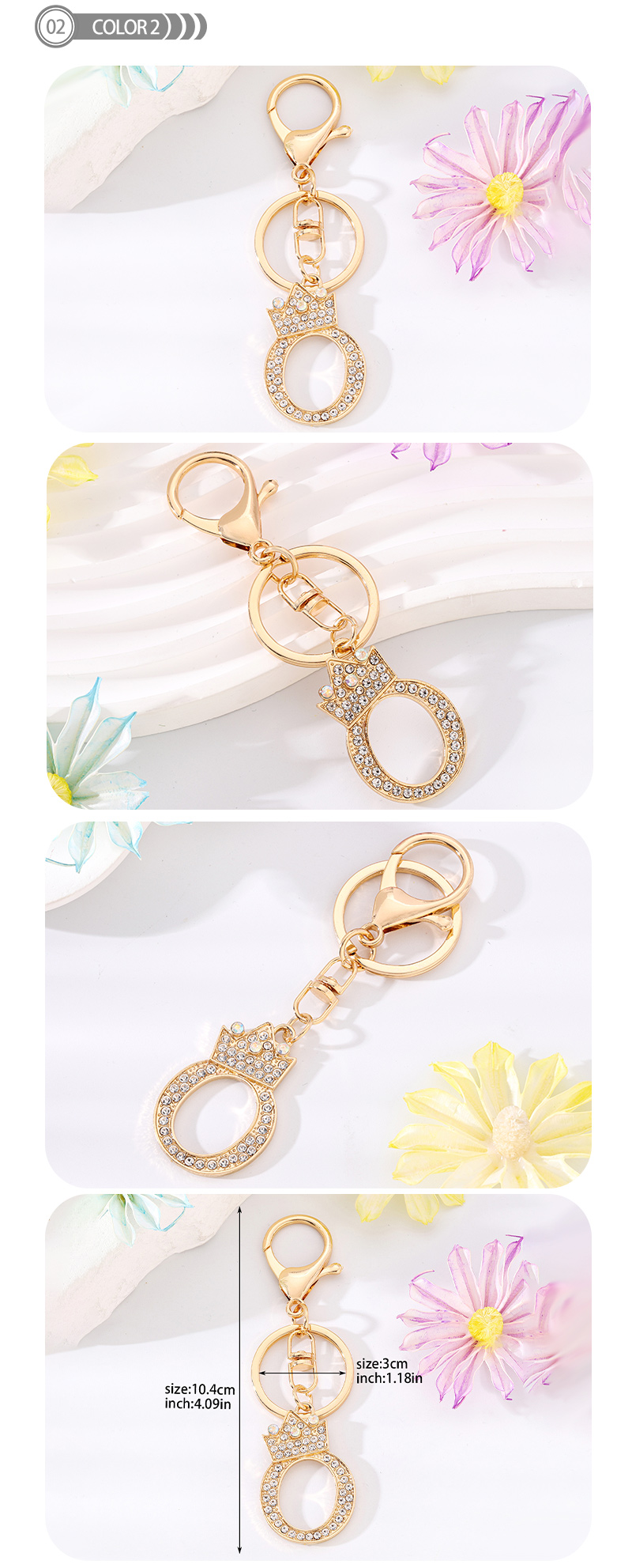Simple Style Letter Crown Alloy Plating Inlay Rhinestones Bag Pendant Keychain display picture 3