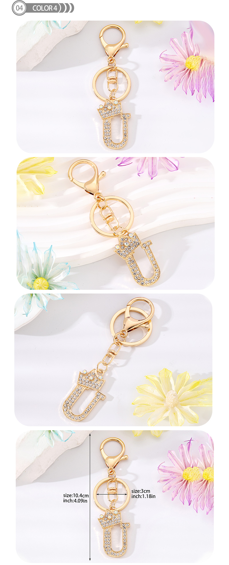 Simple Style Letter Crown Alloy Plating Inlay Rhinestones Bag Pendant Keychain display picture 5