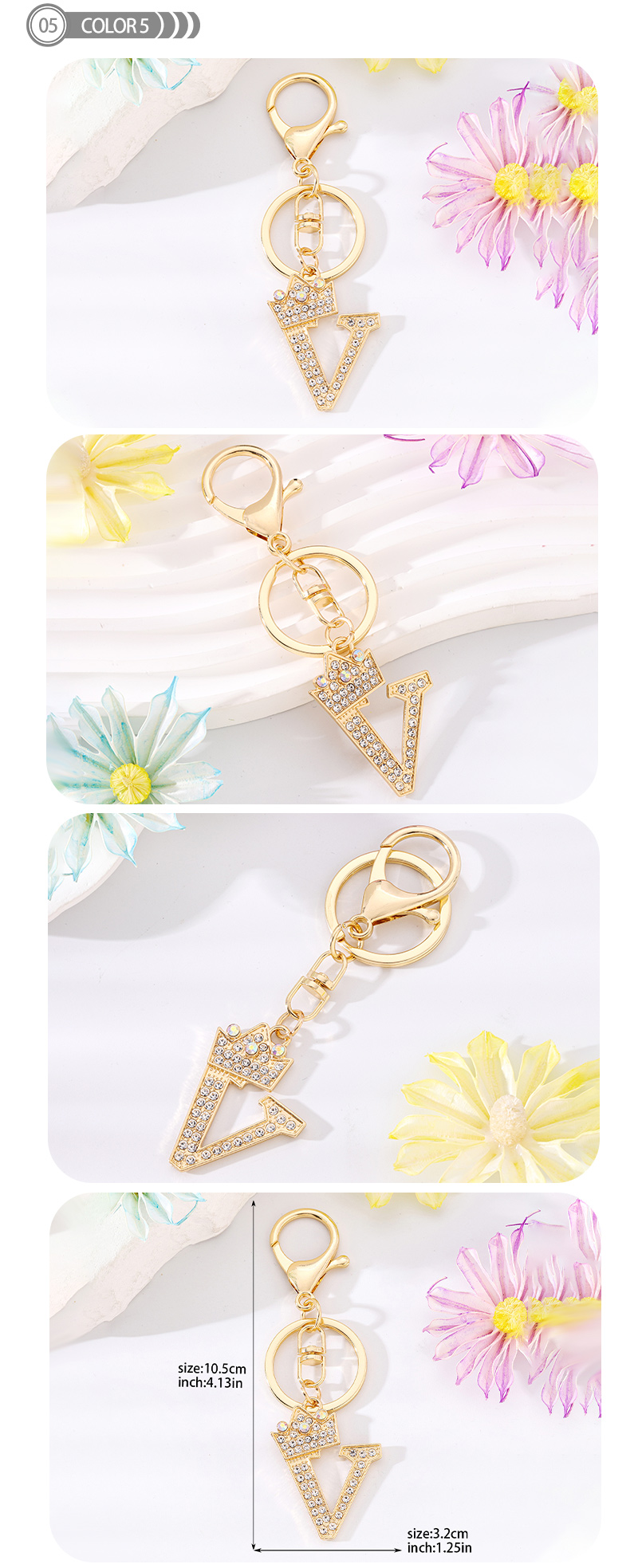 Simple Style Letter Crown Alloy Plating Inlay Rhinestones Bag Pendant Keychain display picture 6