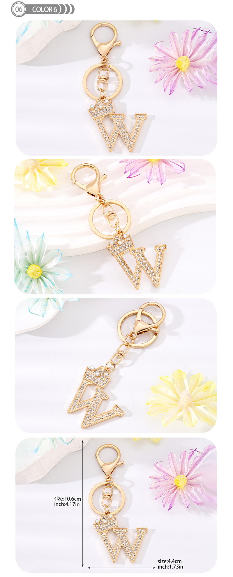Simple Style Letter Crown Alloy Plating Inlay Rhinestones Bag Pendant Keychain display picture 7