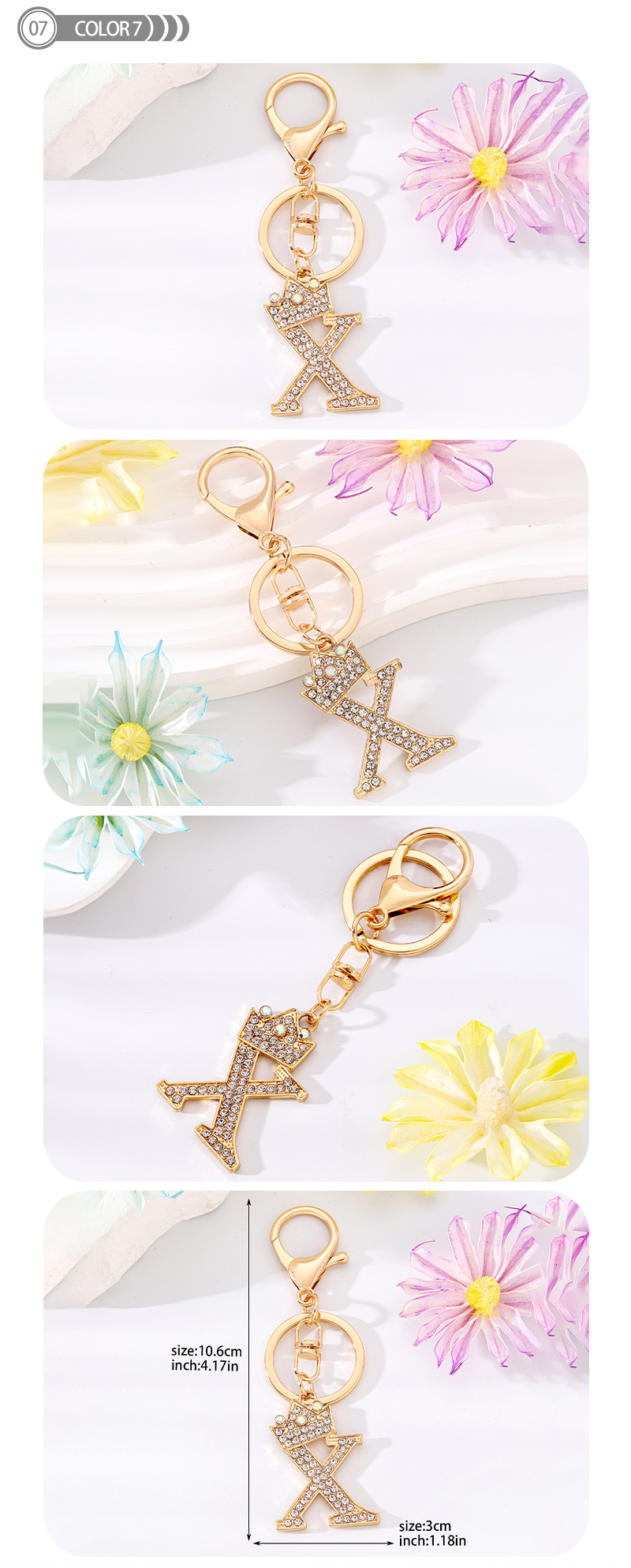 Simple Style Letter Crown Alloy Plating Inlay Rhinestones Bag Pendant Keychain display picture 8