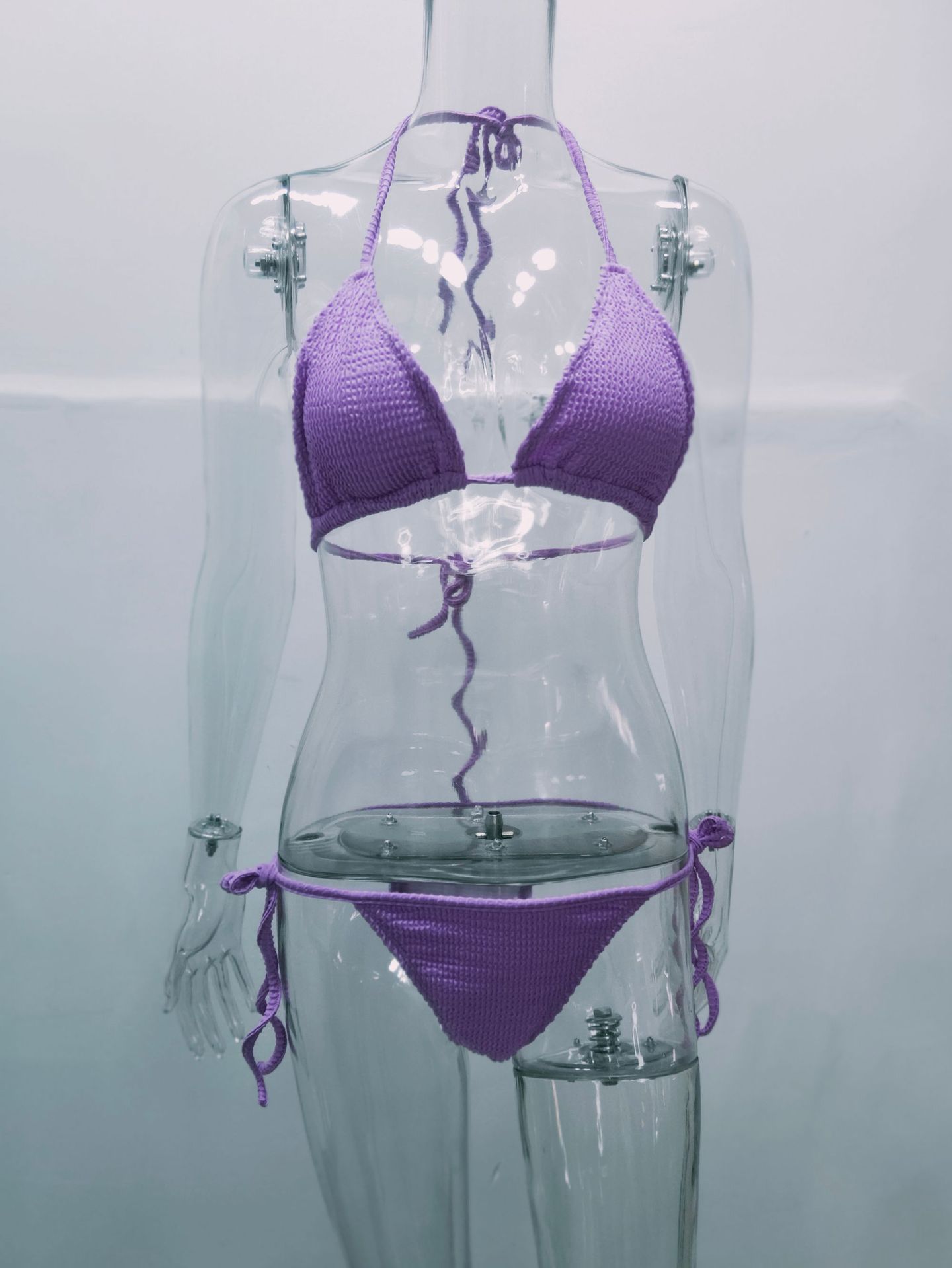 Mujeres Color Sólido Escotado Por Detrás Juego De 2 Piezas Bikinis display picture 6