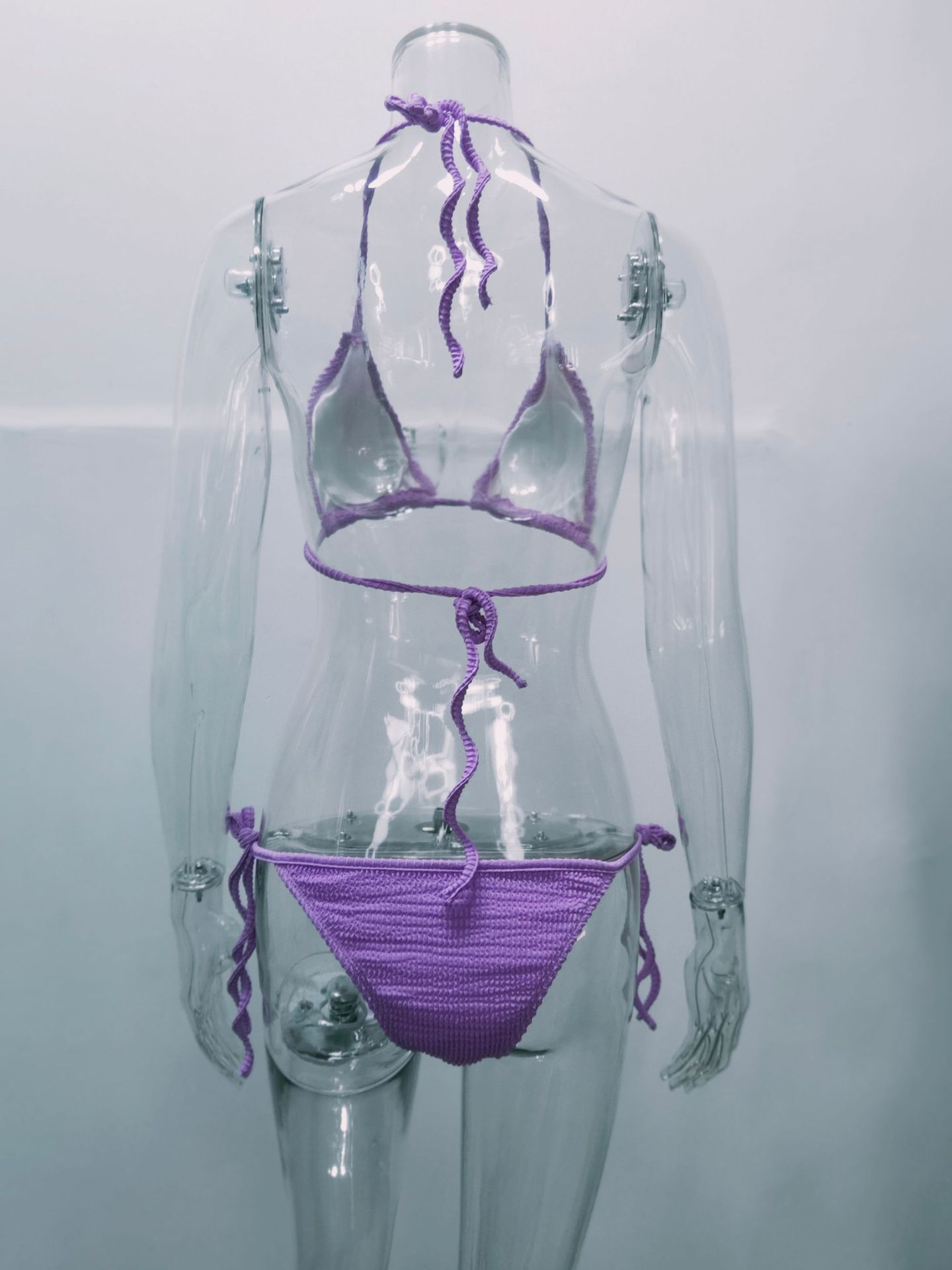 Mujeres Color Sólido Escotado Por Detrás Juego De 2 Piezas Bikinis display picture 9