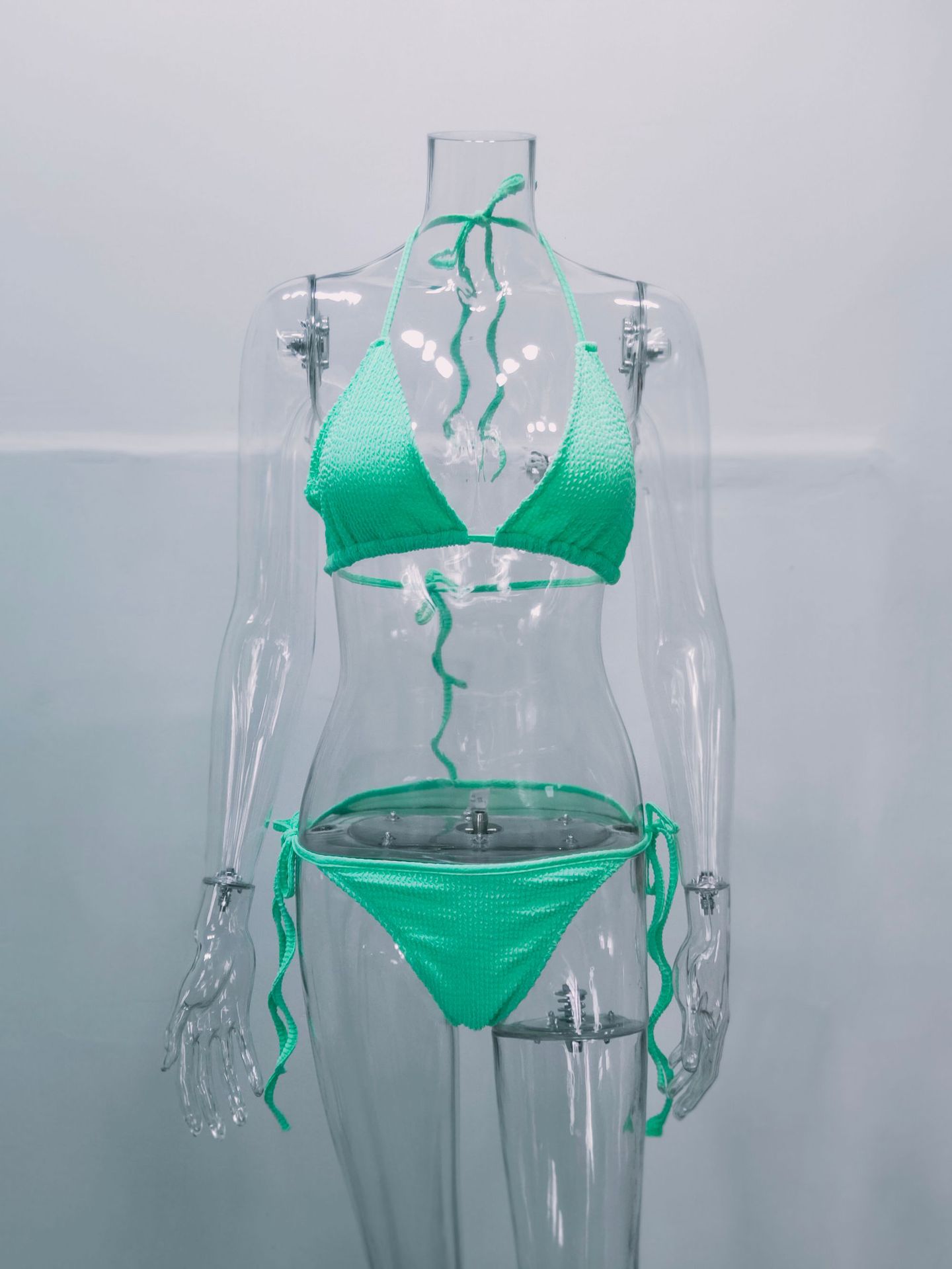 Mujeres Color Sólido Escotado Por Detrás Juego De 2 Piezas Bikinis display picture 13