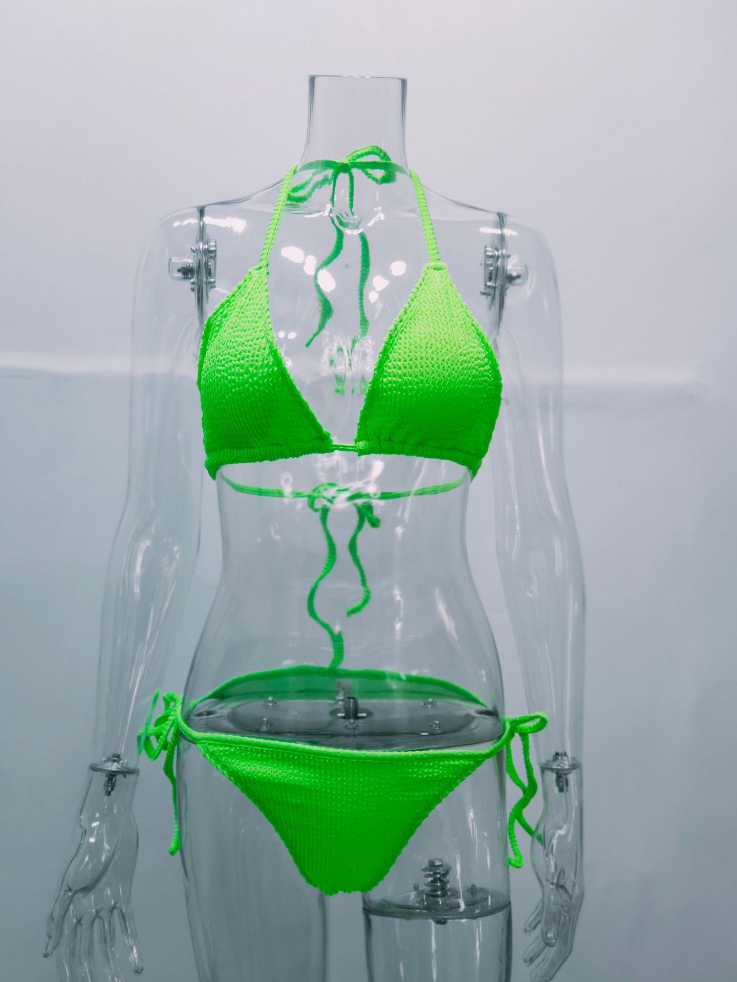 Mujeres Color Sólido Escotado Por Detrás Juego De 2 Piezas Bikinis display picture 10
