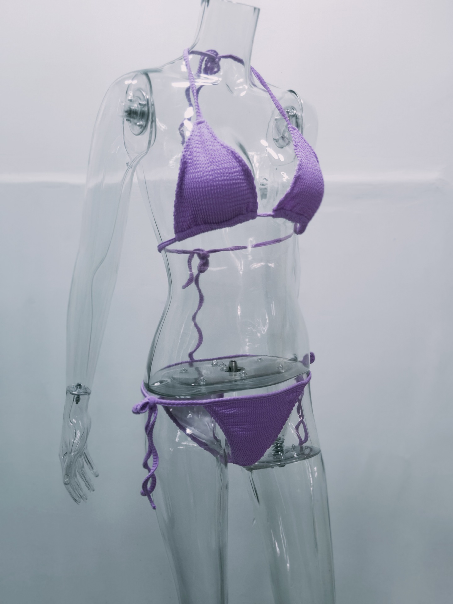 Mujeres Color Sólido Escotado Por Detrás Juego De 2 Piezas Bikinis display picture 22
