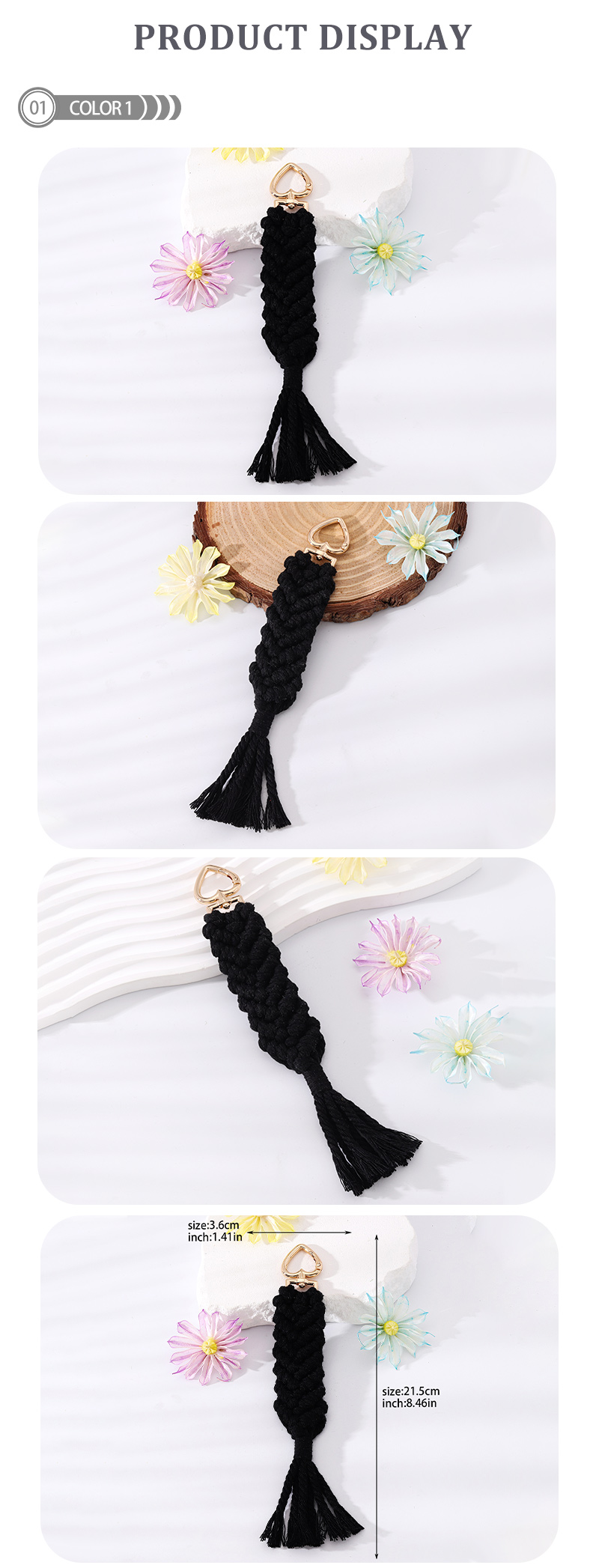 Simple Style Solid Color Cotton Plating Braid Bag Pendant Keychain display picture 2