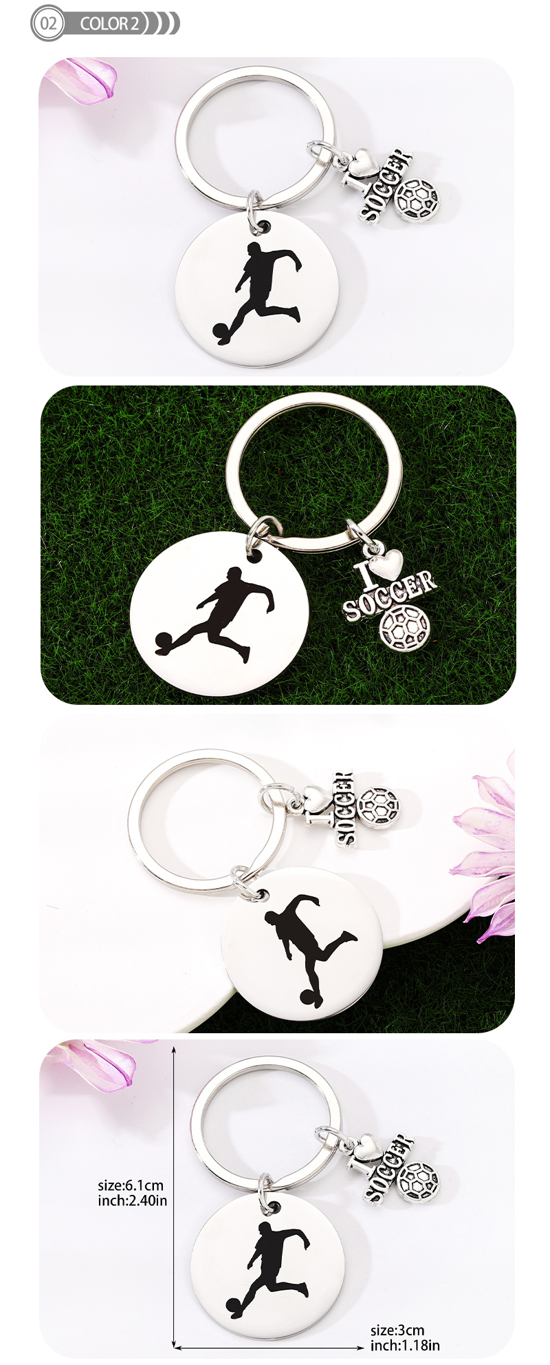 Simple Style Human Round Football Stainless Steel Bag Pendant Keychain display picture 3