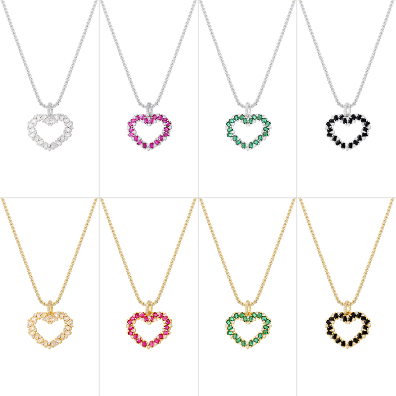 Casual Elegant Shiny Heart Shape Brass Inlay Zircon 18K Gold Plated Women's Pendant Necklace display picture 9