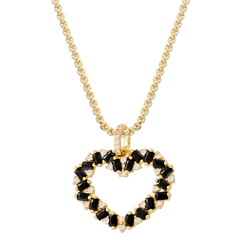 Casual Elegant Shiny Heart Shape Brass Inlay Zircon 18K Gold Plated Women's Pendant Necklace display picture 10