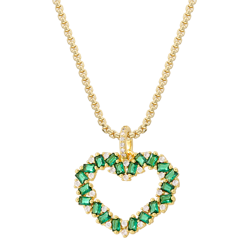 Casual Elegant Shiny Heart Shape Brass Inlay Zircon 18K Gold Plated Women's Pendant Necklace display picture 6