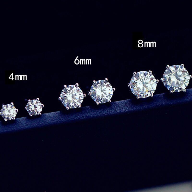 1 Pair Simple Style Round Plating Inlay Copper Zircon White Gold Plated Ear Studs display picture 5