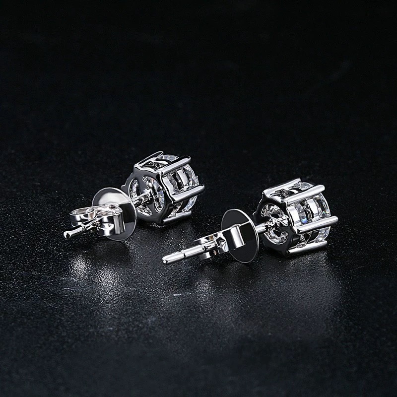 1 Pair Simple Style Round Plating Inlay Copper Zircon White Gold Plated Ear Studs display picture 4