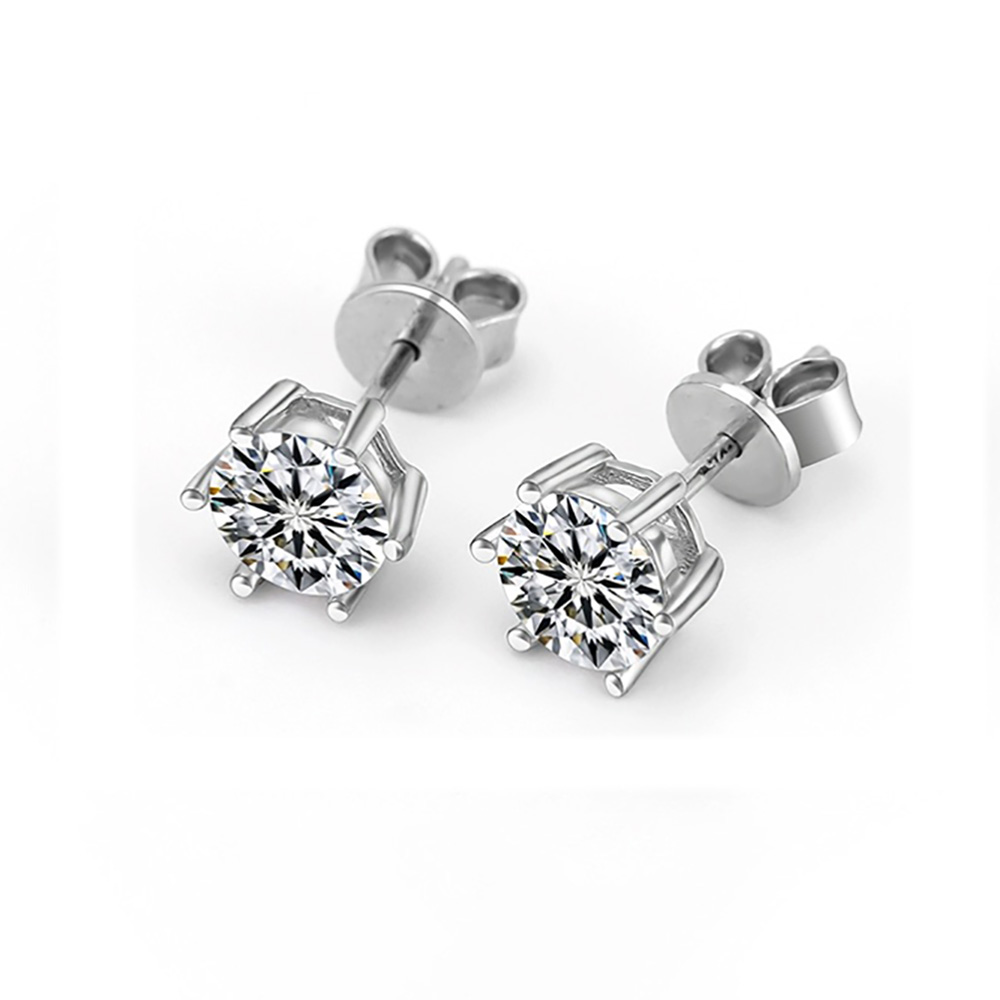 1 Pair Simple Style Round Plating Inlay Copper Zircon White Gold Plated Ear Studs display picture 2