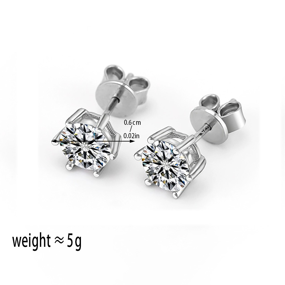 1 Pair Simple Style Round Plating Inlay Copper Zircon White Gold Plated Ear Studs display picture 3